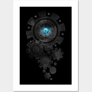 Steampunk Gears Black & Blue Posters and Art